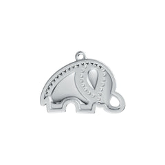 Sterling Silver Pendant with White Topaz or Moissanite Elephant Theme DHJ