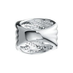 Sterling Silver Ring Multi-Row Crossover with White Topaz or Moissanite DHJ