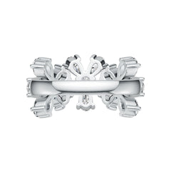 Sterling Silver Ring Flower Theme with White Topaz or Moissanite DHJ