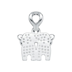 Sterling Silver Pendant Elephant Theme with White Topaz or Moissanite - Syzjewelry