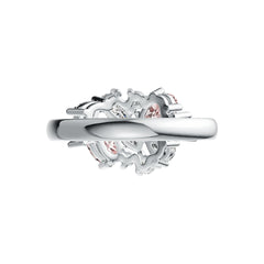 Sterling Silver Pink Sapphire and Moissanite Cluster Ring