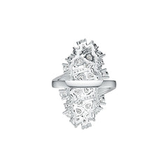 Sterling Silver Cocktail Cluster Ring with White Topaz or Moissanite - Syzjewelry
