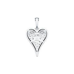 Sterling Silver Pendant with White Topaz or Moissanite Heart Theme DHJ
