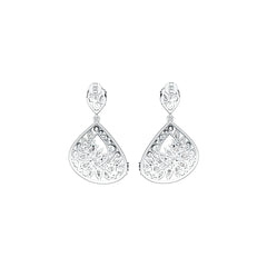 Sterling Silver Cluster Dangling Earrings with White Topaz or Moissanite DHJ