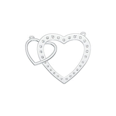 Sterling Silver Pendant Double Heart with White Topaz or Moissanite DHJ