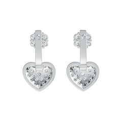 Sterling Silver Earrings with White Topaz or Moissanite Heart Theme DHJ