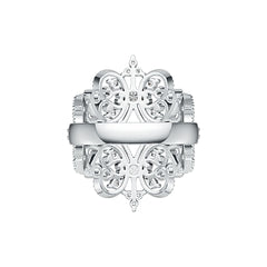 Sterling Silver Ring Crown Theme with White Topaz or Moissanite DHJ