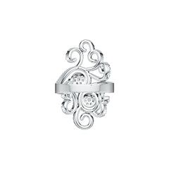 Sterling Silver Cocktail Filigree Ring with White Topaz or Moissanite - Syzjewelry