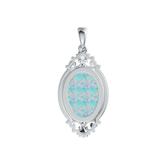 Sterling Silver Semi Mount Pendant Setting Oval OV 18x13mm Art Nouveau Cabochon DHJ