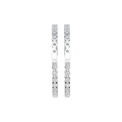 Sterling Silver Hoop Earrings with White Topaz or Moissanite Syzjewelry