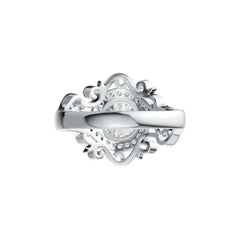 Sterling Silver Semi Mount Ring Setting RD 8x8mm Bypass Ring Halo White Topaz Syzjewelry