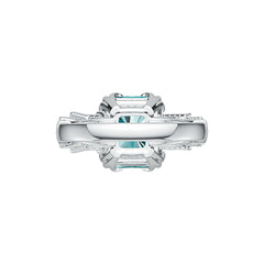Sterling Silver Semi Mount Ring Setting Emerald OCT 12X10mm SQ 6X6mm Baguette 4X2mm DHJ