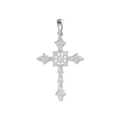 Sterling Silver Semi Mount Pendant Setting Round RD 4x4mm Cross Theme DHJ