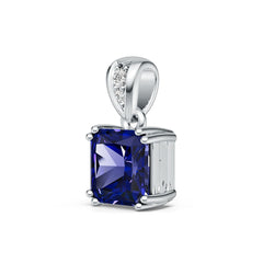Sterling Silver Royal Blue Sapphire Pendant Necklance Emerald OCT 8X8mm
