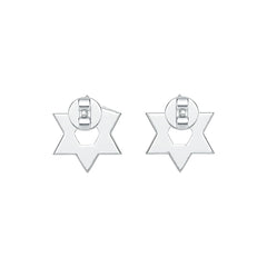 Sterling Silver Stud Earrings Star Of David Theme with White Topaz or Moissanite DHJ