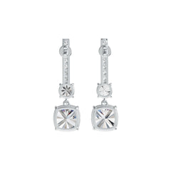 Sterling Silver Semi Mount Earrings Setting Cushion CU 10X10mm RD 6X6mm - Syzjewelry