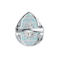 Sterling Silver Semi Mount Ring Setting Pear PE Cabochon 25X20mm PE 12X8mm DHJ