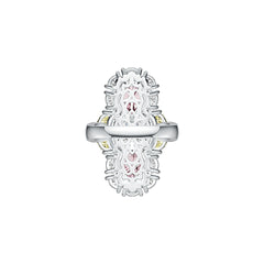 Sterling Silver Semi Mount Ring Setting Pear PE 9x6mm PE 5x3mm OV 4x3mm DHJ