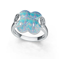 Sterling Silver Opal Ring 15x15mm