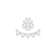 Sterling Silver Pendant Five Hearts Clover Theme with White Topaz or Moissanite - Syzjewelry
