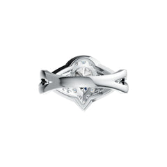 Sterling Silver Semi Mount Ring Setting Pear PE 8X6mm Halo with White Topaz DHJ