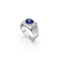 Men's Sterling Silver Moissanite Ring Cushion CU 8X8mm