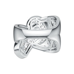 Sterling Silver Ring Belt Buckle Theme with White Topaz or Moissanite - Syzjewelry