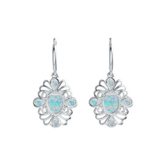 Sterling Silver Semi Mount Earrings Setting Oval OV 9X7mm RD 3X3mm Cabochon DHJ