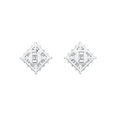 Sterling Silver Cluster Earrings Stud with White Topaz or Moissanite Syzjewelry