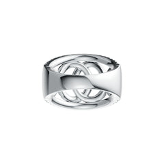Sterling Silver Ring with White Topaz or Moissanite Interlocking Loop Theme DHJ