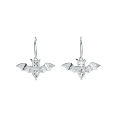 Sterling Silver Semi Mount Earrings Setting Pear PE 7X5mm RD 5X5mm Bat Theme DHJ
