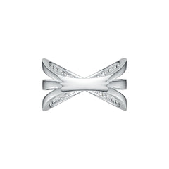 Sterling Silver Crossover Ring with White Topaz or Moissanite - Syzjewelry