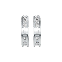 Sterling Silver Hoop Earrings with White Topaz or Moissanite Syzjewelry