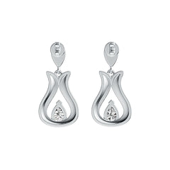 Sterling Silver Semi Mount Earrings Setting Pear PE 7X5mm Tulip Theme - Syzjewelry