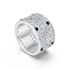 Men's Sterling Silver Moissanite Ring Roudn RD 2x2mm Victorian Baroque