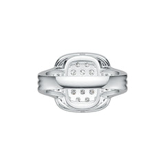 Sterling Silver Cluster Engagement Ring with White Topaz or Moissanite DHJ