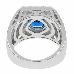 Men's Platinum Moissanite Ring OV 10X8mm Halo Accent