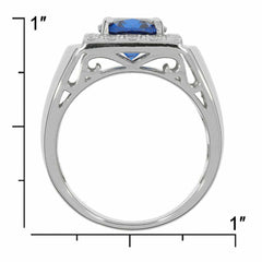 Men's Platinum Moissanite Ring OV 10X8mm Halo Accent