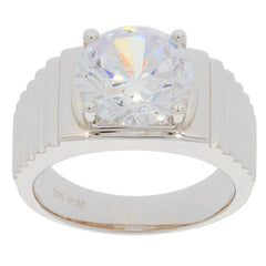 Men's 14K Gold CVD Diamond Ring Round RD 10X10mm Solid 925 Silver