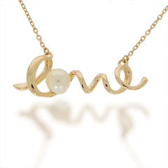 Love Cultured Freshwater Pearl 14k Yellow Gold Necklaces
