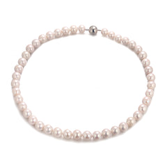 Natural Simple Pearl Freshwater Sterling Silver Necklace Clavicle Chain Accessories Jewelry