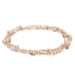Handmade Variety Wearing Methods Small ;ong natural pearl odd-shaped beaded necklace