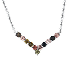 Multi-Natual Tourmaline necklace (Size 18) 925 Sterling Sliver October Birthstone Wediing Jewelry Gifts