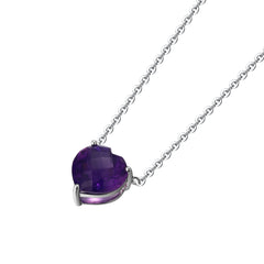 Natual Amethyst Necklace Heart Shape 925 Sterling Sliver Jewelry Gife February Birthstone