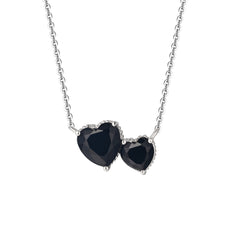 Natual Black Spinel Necklace 925 Sterling Sliver Heart Shape Wedding Gift Jewelry