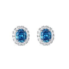 Lab Created Corundum Earrings Light Blue Yellow Deep Blue Orange Corundum Stud Earring 925 Sterling Sliver