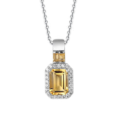 Natual Citrine Necklace 925 Sterling Sliver with Natual Zircon Tiny Gemstone Jewelry Gifts