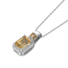 Natual Citrine Necklace 925 Sterling Sliver with Natual Zircon Tiny Gemstone Jewelry Gifts