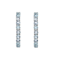Natual Sky Blue Topaz Hoop Earring 925 Sterling Sliver Gemstone Women Jewelry Gift