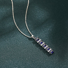 Lab Created Tanzanite Necklace S925 Sterling Sliver with Chain 45MM Jewelry Gifts